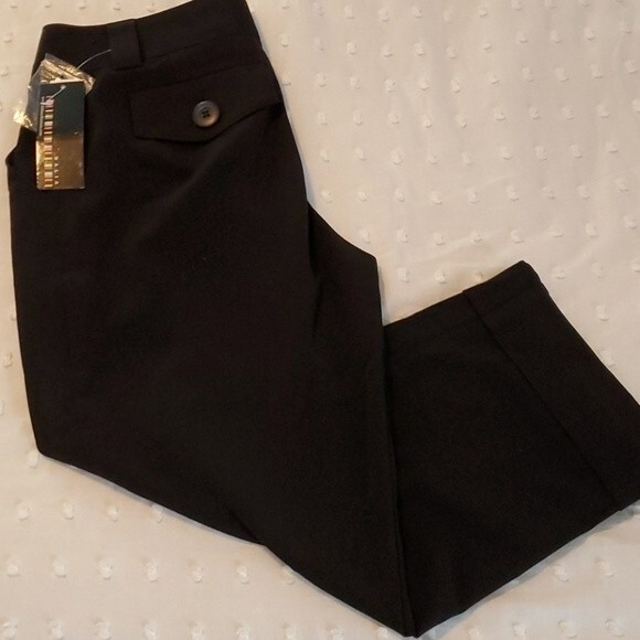 NWT DALIA BLACK CROPPED TROUSER PANTS HIGH RISE WAIST SIZE 4 CAPRI - Picture 2 of 8